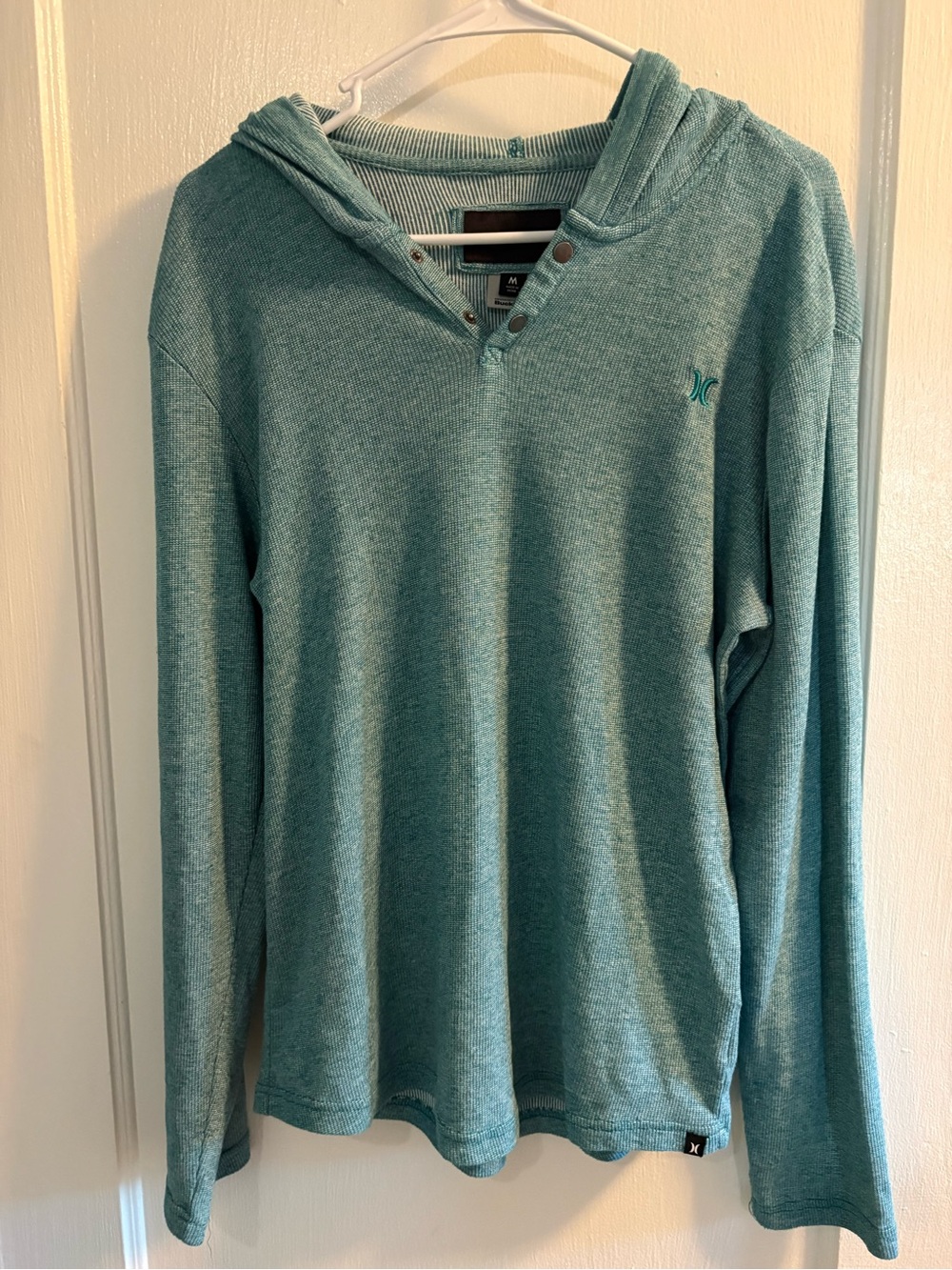 Hurley Men's Teal Hooded Long-Sleeve Pullover Shirt